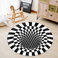 黑白3D立体格子地毯