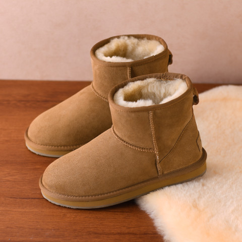 UGG 雪靴 しやすい 冬季 保暖 羊毛ファー 一体 ショート