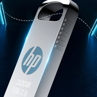 HP 惠普 v206W USB 2.0 U盘 银色 32GB USB-A+金属圆环挂绳
