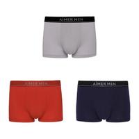 AIMER MEN 爱慕先生 男士平角内裤套装 NS23C232P 3条装(浅灰+红色+藏蓝) 170