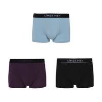 AIMER MEN 爱慕先生 男士平角内裤套装 NS23C232P 3条装(浅绿+紫红+黑色) 170