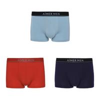 AIMER MEN 爱慕先生 男士平角内裤套装 NS23C232P 3条装(藏蓝+大红+浅绿) 170