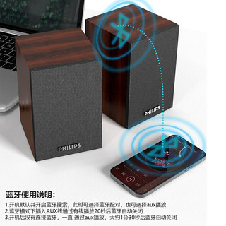 PHILIPS 飞利浦 SPA20 音箱音响家用电脑台式usb笔记本多媒体重低音小音箱