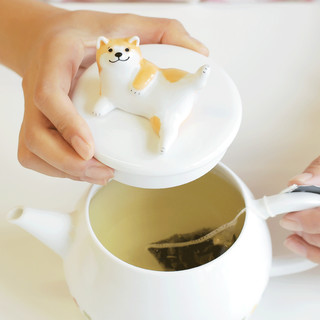 三浅陶社 可爱柴犬茶具日式陶瓷茶壶礼盒耐高温家用水壶水杯套装 「撩柴 - 茶具礼盒」一壶四杯