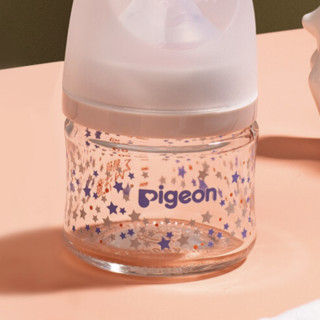 Pigeon 贝亲 自然实感第3代FUN系列 AA206 玻璃彩绘奶瓶 80ml 星辰 SS 0月+