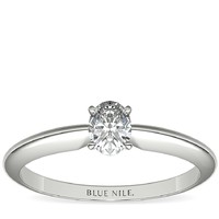 补贴购：Blue Nile 0.30克拉椭圆形切工钻石+经典四镶爪单石订婚戒托