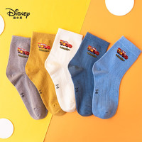 Disney 迪士尼 男童袜子 赛车纯色  5双装