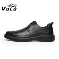 VOLO 犀牛（VOLO）男鞋商务休闲皮鞋男士正装鞋舒适软底鞋子男 黑色 225205331D 42