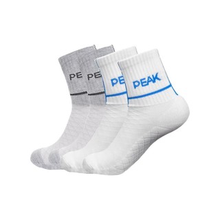 PEAK 匹克 中性运动中筒袜 YY50405 白色/灰色 四双装
