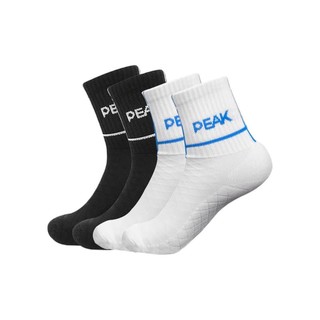 PEAK 匹克 中性运动中筒袜 YY50405 白色/黑色 四双装