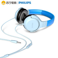 PHILIPS 飞利浦 TAKH101BL（蓝） 头戴式儿童学习耳机听力保护带麦耳机时尚潮流舒适男女生