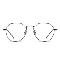Manshe 曼奢 5021 亮黑色纯钛眼镜框+平光防蓝光镜片