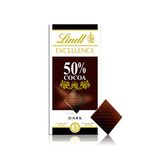 Lindt 瑞士莲 德国进口Lindt瑞士莲特醇排装50％可可黑巧克力100g