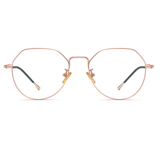Manshe 曼奢 5021 玫瑰金色纯钛眼镜框+平光防蓝光镜片