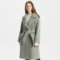 MECITY 羊毛混纺MECITY女装冬季新款小清新加厚中长款外套大衣