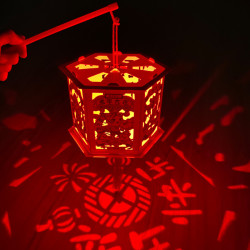 2022虎年手工diy纸灯笼灯六边形发光2个