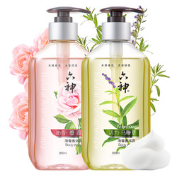 六神 香氛沐浴露禮盒套裝沁香薔薇香300ml+馬鞭草香沐浴露300ml(滋潤)