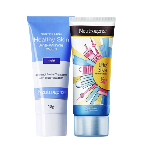 Neutrogena 露得清 护肤套装 (健康肌肤A醇抗皱晚霜40g+限量版轻透防晒乳液30ml)