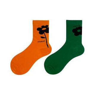 袜咔袜咔 女士棉质中筒袜套装 SH370832 5双装(黄色+白色+橘色+绿色+黑色)