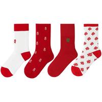 Miss Curiosity 好奇蜜斯 X MUZIK TIGER 女士中筒袜套装 MATIPJ013-1 4双装(红色*2+白色*2)