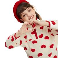 Deesha 笛莎 BW2141301 女童双面摇粒绒卫衣 红爱心 120cm