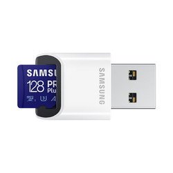 SAMSUNG 三星 PRO Plus Micro-SD存储卡 128GB（UHS-I、V30、U3、A2）+读卡器