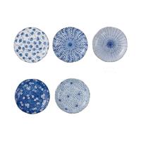 TOKI MINOYAKI 美浓烧 和风古染蓝绘系列 陶瓷餐具套装 5件套
