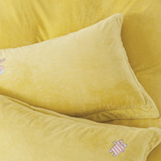 LUOLAI 罗莱家纺 猫咪的礼物 暖绒四件套 奶酪黄 1.8m床