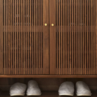WEISHAYUANMU 维莎原木 HF20020 北欧实木鞋柜 胡桃木色 双门款