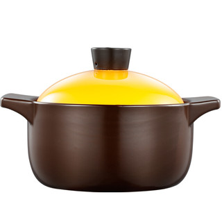 曼达尼 YF4016 汤煲(32cm、4L、陶土、咖色/橙色)