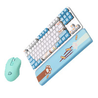 Dareu 达尔优 EK807 无线机械键盘 青轴 萌猫蓝+EM905 无线鼠标 茉莉绿 键鼠套装+手托