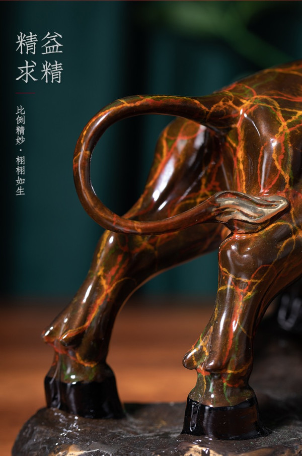 朱炳仁铜 铜牛摆件 大展宏图精铜华尔街牛 中号