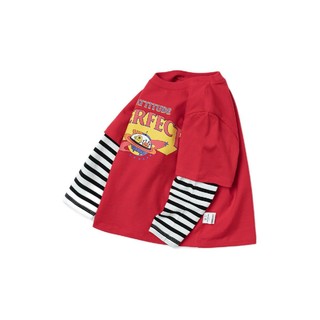 mini balabala 迷你巴拉巴拉 ZA0D003212006 男童假两件T恤 中国红 130cm