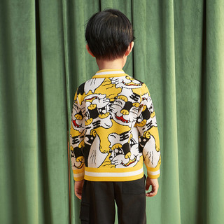 mini balabala 迷你巴拉巴拉 如虎添翼系列 ZA0D031222552-00433 男童国潮风毛衣 艺术家联名款 黄色调 130cm