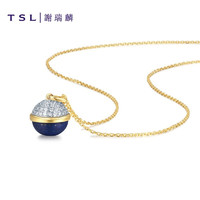 PLUS会员：TSL 谢瑞麟 蓝色星球系列 女士18k金镶钻套链 BC182