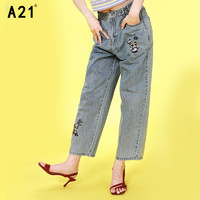 A21 女士高腰直筒牛仔裤 F412226019-145674