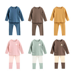 Minizone minizone秋冬季儿童保暖德绒纯色打底衣睡衣家居服内衣套装2-8岁