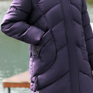 浅恋 女士中老年中长款棉服 LHK3A8819 紫色 XL