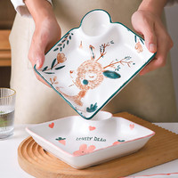 Yomerto 莜米特 水饺子盘4件套带醋碟陶瓷分格盘碟创意家用凉菜碟子薯条盘 其他
