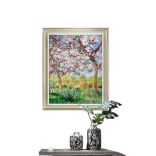 ZEN'S BAMBOO 橙舍 莫奈《春天的吉维尼》60x70cm 油画布 淡雅金实木框