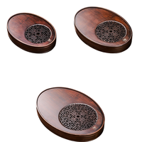 祥业 仿古椭圆盛水茶盘 37*25.5*5.2cm 胡桃木色