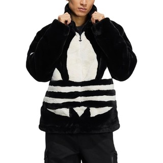 adidas ORIGINALS Fur Jacket 中性运动夹克 HC0323 黑色/粉色 L