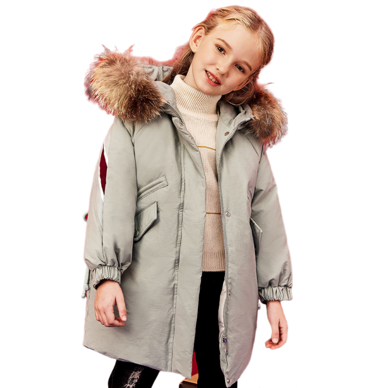 YALU 雅鹿 BJK102019D 女童长款毛领羽绒服