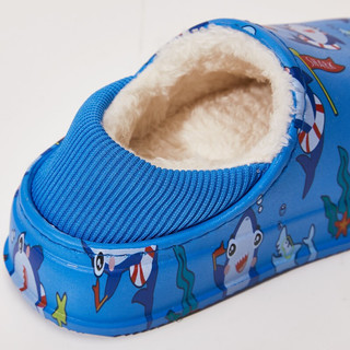 kocotree kk树 KQ21166 儿童棉拖鞋 包跟款 蓝色小鲨鱼 27-28码