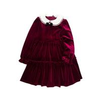 balabala 巴拉巴拉 208122111015-00366 女童娃娃领丝绒连衣裙 红色调 100cm