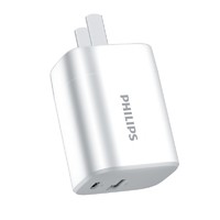 PHILIPS 飞利浦 DLP3005 手机充电器 USB-A/Type-C 20W+SWR2113 MFi认证 Lightning 2.4A 数据线 编织 1m 白绿色