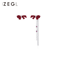 ZENGLIU ZEGL设计师红色蝴蝶结耳钉女秋冬流苏耳环耳夹无耳洞过新年耳饰品