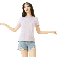 La Chapelle [热卖]2021夏季新款蕾丝花边T恤小众设计感轻薄短袖圆领T恤