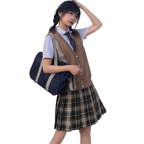 Rains of Tbilisi 第比利斯的雨 浮世烟草 JK制服 女士格裙 067 棕绿色 42cm M