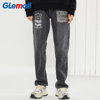 Glemall 哥来买 森马集团旗下潮牌Glemall印花质感有型牛仔裤潮酷街头男休闲裤